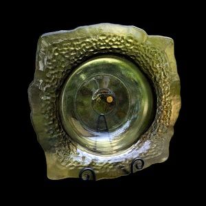 Vintage Made in Spain 100% Recycled Glass Serving Bowl / Green / 17x17 / Depth 5